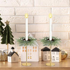 8 PCS Christmas Pine Taper Candle Rings Wreaths 1.38" Mini Norfolk Cedar Taper Candle Holder Wreaths Candle Rings with Berry Pinecones for Xmas Winter Church Home Table Centerpiece Candlesticks Decor - Image 7