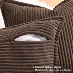 decorUhome Fall Corduroy Dark Brown Throw Pillow Covers 22x22 Set of 2 - Image 3