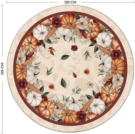 Artoid Mode Pumpkins Floral Corns Fall Round Rug 4 Feet - Image 2
