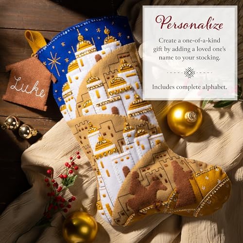 Bucilla Felt Applique 18" Stocking Making Kit, Sacred Night, Perfect for DIY Arts and Crafts Projects - Image 4