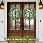 26" Eucalyptus Wreaths for Front Door with Lamb’s Ear White Berries Artificial Large Outdoor Wreath Farmhouse Home Decor Front Porch Wall Indoors Greenery Wreath for Spring Summer All Seasons - Image 2