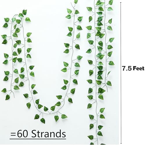399 Feet 57 Pack Fake Greenery Hanging Garland, Artificial Ivy Leaf Plants, Vine Leaves, Flowers Foliage for Bedroom Garden Wall Decor - Image 2
