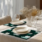 Shrahala Cute Dog in Dark Green Placemats, White Dogs Spots Table Mat Linen Burlap Washable Double-Deck Heat Insulation for Dining/Kitchen Table Set of 6 (12 X 18 Inch) - Image 4