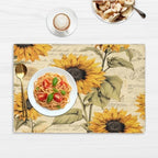 Vintage Sunflower Newspaper Floral Placemats Set of 6 Decorative Dinner Place Mats Washable Table Mat for Gifts, Holiday, Birthday Party, Wedding & Dining - Image 6