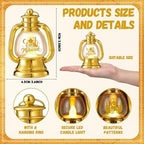 ROCEEI 24 Pcs Ramadan Eid Lantern Mini Gold Lanterns Decorative with LED Candles Small Eid Mubarak Decor Vintage Hanging Lantern Lights for Home Table Centerpiece Party Gift - Image 2