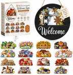 Interchangeable Welcome Sign for Front Door 12 Inch Round Seasonal Decor by Unknown