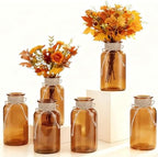 6 Pack Mason Jar Vases for Centerpieces, Amber Glass Flower Vase by LEYIQU