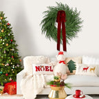 ENVEN Artificial Norfolk Pine & Cedar Christmas Wreath with Velvet Bow – Real Touch Faux Greenery Holiday Front Door Decoration for Indoor Outdoor Use - Image 7