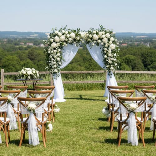 12 Pack White Lace Table Runners 14 x 120 Inch White Rustic Lace Fabric Table Runners with Rose Embroidered Floral Vintage Table-Runner for Party Wedding Bridal Shower Decorations - Image 6