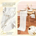18 Pack Cheesecloth Table Runner 10FT Ivory White Table Runner Boho Gauze Cheese Cloth Table Runners Long Rustic Sheer Table Decorations for Wedding Party Baby Bridal Shower Birthday Holiday Spring - Image 5