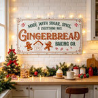 30" Vintage Metal Christmas Wall Sign - Gingerbread Baking Co. Rustic Wall Mount Holiday Decor Distressed Wall Hanging Iron Plaque Christmas Wall Art for Home Mantel Porch Bakery (White#2) by Unknown