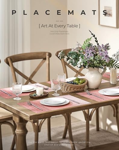 Leetaltree Gradient Pink Woven Placemats Set of 24 - Heat Resistant Non-Slip Place mats for Dining Table, Washable Durable PVC Vinyl Woven Table Mats(Gradient Pink, 24) - Image 2