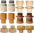 Gold Candlestick Holders 12PCS Ribbed Glass Taper Candle Holders Set for Tealight Candlestick Candles, Table Centerpieces for Thanksgiving Christmas Farmhouse Decor Indoor and Outdoor by Unknown