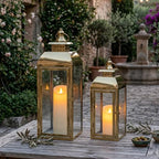 JHY DESIGN Set of 2 Gold Stainless Steel Decorative Candle Lanterns 20.5"&15" High Metal Candle Lanterns for Indoor Outdoor Events Parities Weddings Vintage Style Hanging Lantern - Image 6