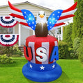 Juegoal Patriotic Independence Day Inflatable, 8FT Height USA Bald Eagle on Uncle Sam Hat, Blow Up 4th of July Large Outdoor American Celebration Decor with Light for Veterans Day Lawn Yard Garden by Juegoal