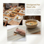 Textile Placemats Set of 6 - Heat Resistant Non-Slip Wipeable Place Mats for Party/Indoor/Outdoor Kitchen Dining Table, Washable Durable Woven Table Mats（Beige, 6） - Image 3