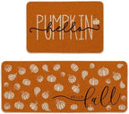 Artoid Mode Orange Hello Pumpkin Fall Kitchen Mats Set of 2-24x35+24x59 by ArtoidMode