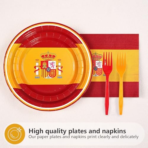 96 Pcs Spain Flag Themed Party Decorations, Serves 24 - Image 2