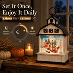 Christmas Snow Globe Lantern, 11 Inch Barn with Santa & Reindeer Harvest - Image 4