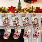 LIBWYS Knit Christmas Stockings with Patterns Reindeer, Tree, Snowflake, Snowman-4 Pack 18 Inch Large Knit Stockings, Personalized Christmas Stockings with DIY Name Tags for Family Holiday Decor - Image 2