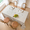 Linen World Embroidered Linen Tablecloth Large 70x157inch,100% French Linen Pre-Washed Table Cloth,Natural Flax Table Cover for Elegant Dining,Banquet Embroidery by LLinenWorld