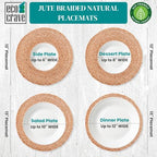Eco Crave Natural Jute Placemats Set of 6, Round Woven Table Mats, 13 Inch Rattan Charger Plates for Dinner, Boho Farmhouse Braided Place Mats - Image 5