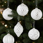 16Pcs Vintage Rustic Christmas Ball Ornaments - Large Shatterproof Neutral Christmas Ornaments Set Farmhouse Christmas Decor for Xmas Tree Home Party Holiday (White) - Image 4