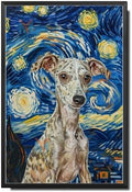 Metal Sign Vintage Tin Sign Italian Greyhound Starry Night Sprinter Sleek Greyhound in Night for Home Courtyard and Seasonal Celebrations Waterproof Aluminum 12×16 Inches with Metal Frame by YmyooForTinSign