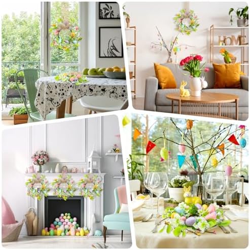 Dingion 8 Pcs 8" Small Easter Wreaths for Kitchen Cabinet Mini Spring Artificial Easter Egg Wreath with Ribbon Bow for Window Front Door Table Centerpiece Farmhouse Decor - Image 6