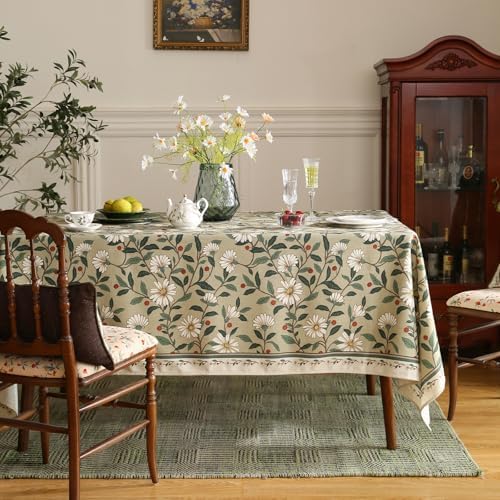 ISAENNE Designer Vintage Green Rectangular Tablecloth,71"x55" - Image 2