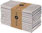 Native Fab Cloth Napkins 18x18 inches, 100% Cotton Vintage Stripped Dinner Napkins, Set of 12, Soft Breathable Absorbent, Machine Washable Cloth Napkins, Blue Beige by NativeFab