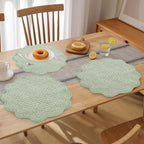 HOMBYS Quilted Placemats Set of 6 Washable Round Placemats for Kitchen Table-100% Cotton Fabric 14 Inch Round Table Mats, Cotton Fabric with Microfiber Filling, (14"x14", White & Green Flower) - Image 6