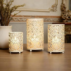 3PCS Candlestick Candle Barrels Moroccan Style Retro Lanterns Projection Lights Hollowed-Out Decorations Home Ramadan Hanging Outdoor Indoor Courtyard Porch Festival Weddings - Image 3