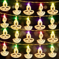 Glooglitter 20 ft 40 LED Diwali Diya String Lights, Colorful, 2 Styles by Glooglitter