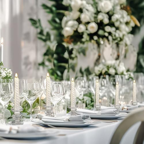 84 Pcs Clear Glass Candlestick Holders Taper Candle Holder Bulk 2.5 Inch Candle Stick Holder for Table Centerpiece Mantel Wedding Housewarming Gift Rustic Vintage Valentines Dinning Decoration (Clear) - Image 5