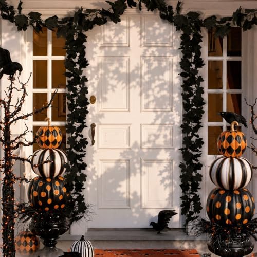 48FT Black Halloween Garland 8pcs Maple Leaf, Table Mantel Gothic Decor - Image 4