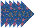 Craftbot Cotton Print Dinner Napkins 18x18 inches - Washable Cloth Napkins Set of 6 - Everyday Use or Dinner Party and Events - Blue Floral Indian Block Printed Fabric by AVKAStudio
