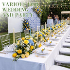 Preboun 24 Pcs White Cloth Napkins 19"x19" with Lemon Napkin Rings - Image 6