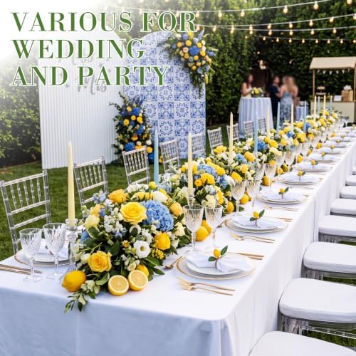 Preboun 24 Pcs White Cloth Napkins 19"x19" with Lemon Napkin Rings - Image 6