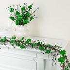 St. Patrick's Day Shamrock Pip Berry Garland - Irish Lucky Clovers and Berries Arrangement for Ireland Saint Paddy's Decorations (60 inches) - Image 6