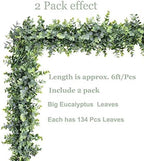 DearHouse 6 Pack Faux Eucalyptus Garland Plant, Artificial Vines Hanging Eucalyptus Leaves Greenery Garland for Wedding Backdrop Arch Wall Decor, 5.9 Feet/pcs UV Protected Indoor Outdoor - Image 4