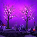 Halloween Decorations Indoor 2 Pack 24 Inch Black Spooky Tree with 48 Purple Led Lights, Timer/USB/Battery Operated Lighted Tabletop Tree Halloween Table Decor for Home Office Holiday Party by Envotek