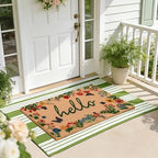 Front Door Mat Set, 2-Piece Spring Floral Hello Welcome Doormat by Unknown