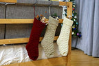 18" Unique Burgundy and Ivory White and Khaki Knit Christmas Stockings Style3,Pack 6 - Image 7