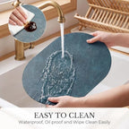 MOSAYT Vinyl Faux Leather Oval Placemats, Set of 6, Navy Blue - Image 5