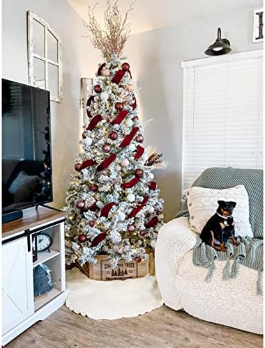 NIBESSER Knit Tree Skirt Ruffled Christmas Tree Skirt White 48 Inches Knitted Thick Rustic Xmas Holiday Decoration Large Xmas Tree Collar Mat Ivory White - Image 2