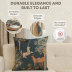 Medieval Unicorn and Does Forest Blue Tapestry Throw Pillow Cover 19 x 19in - Image 2