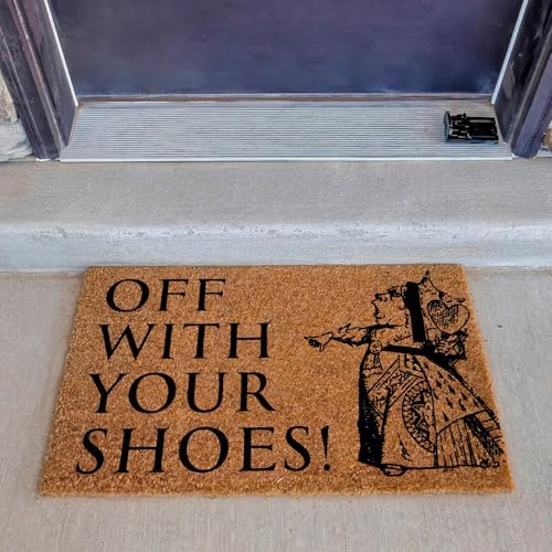Funny Coir Doormat Off with Your Shoes Front Door Mat Entryway Outdoor Mats with Heavy Duty Front Porch Welcome Mats Entry Natural Coconut Brown Novelty Prank Gift Funny Coir Mat 23.7x15.7 inch - Image 4
