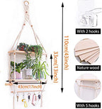 TENEWEE Boho Macrame Hanging Wall Shelf for Plant & Books Display 2-Tier - Image 3