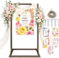Wooden Welcome Sign Stand, 68" x 34" x 17" Heavy Duty Sign Holder Stand Wood Easel w/ Poster Design Templates for Wedding, Bridal Shower, Baby Shower, Birthday Party by JOYOUSQ-FrameYourLoveStory